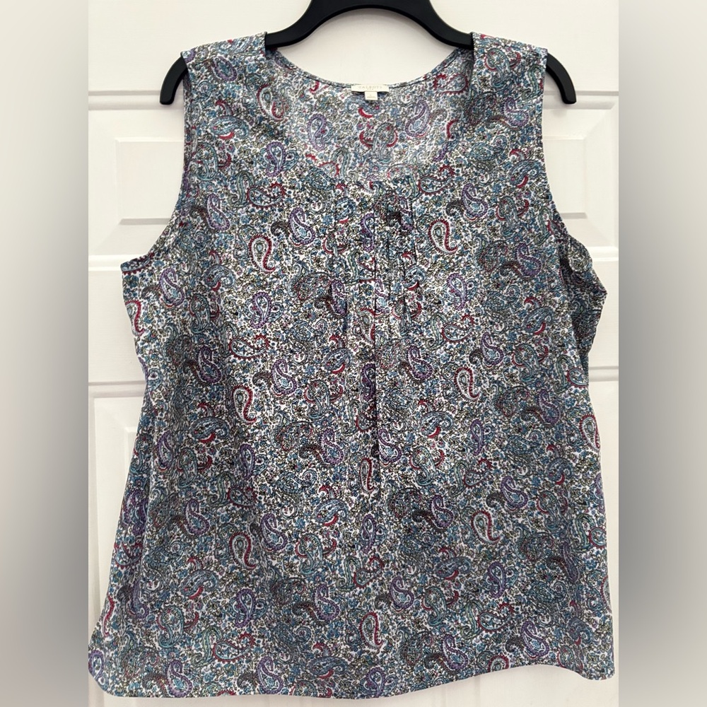 Talbots Blue Paisley Top Large